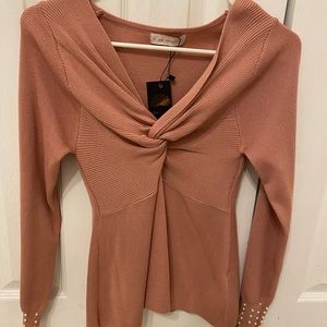 Pearled pink sweater